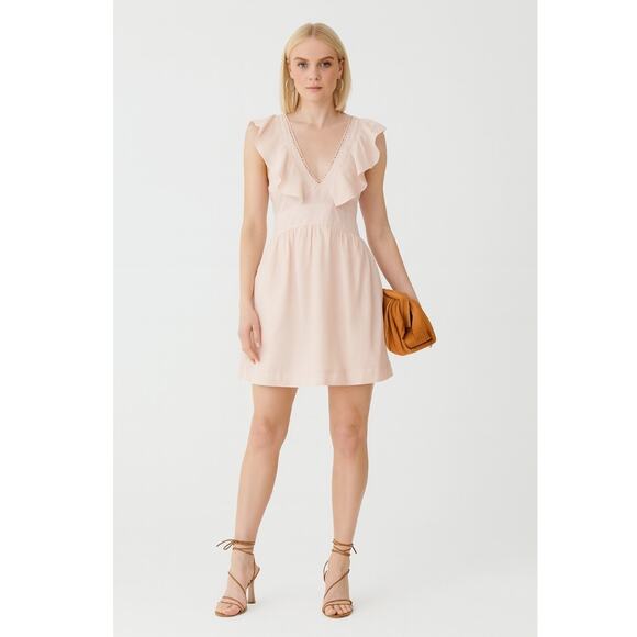 Anthropologie V Neck Plunge Mini Dress Pink NWT Medium - Picture 1 of 10